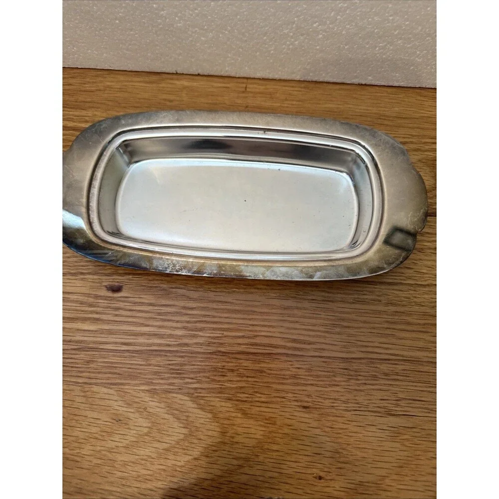 Oneida LTD Silver Plated Butter Dish Vtg Etched Glass Insert Old Money Classic